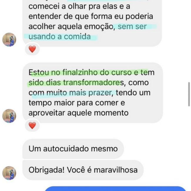 Depoimento real – print 3